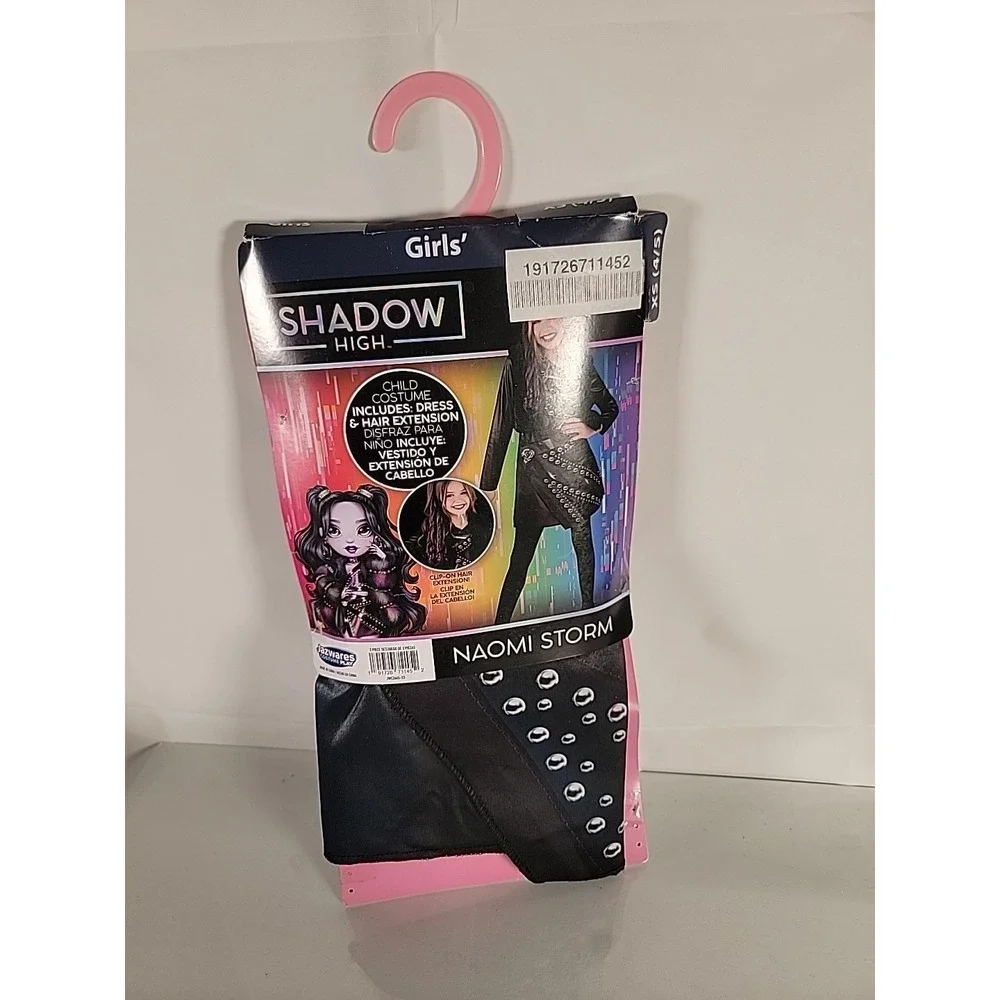 Girls Shadow High Naomi Storm Dress Costume & Clip In Hair Extension XS 4-5